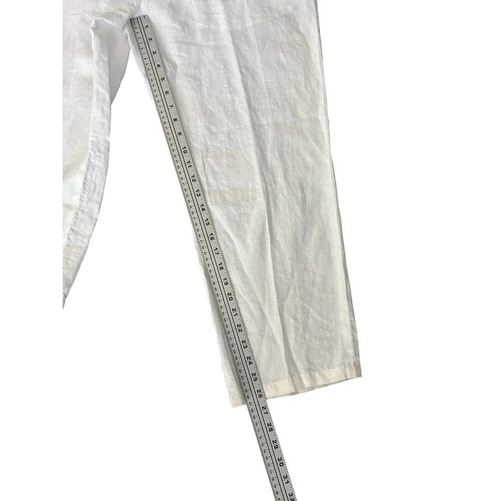Tasso Elba 100% Linen Chino Pants White Semi Sheer 36x27 Coastal‎ Lightweight